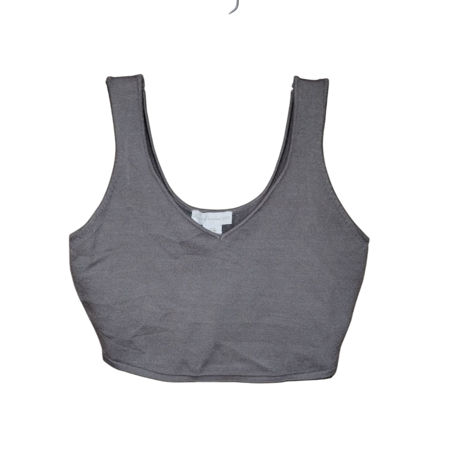 House Of Harlow Gray V-Neck Crop Top M Knit Nwt